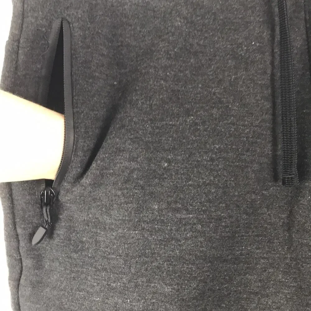 FILA Sport Sweat Shorts Dark Gray Drawstring Waist Zip Pocket Size Small